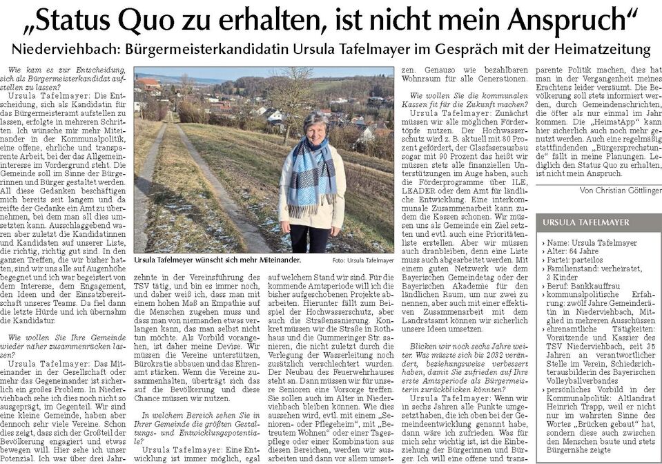 Status Quo zu erhalten, ist nicht mein Anspruch